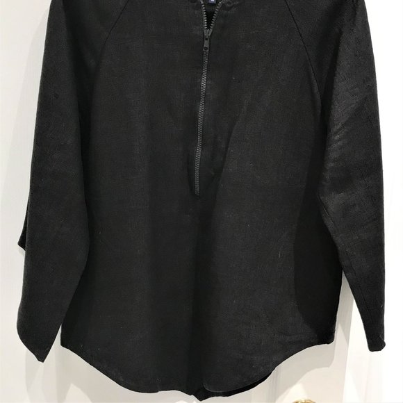 French Connection Women Black Zipper Neck 100% Linen Tunic Size M Made in UK - Picture 7 of 7